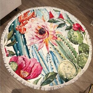 Floral Cactus Round Area towel